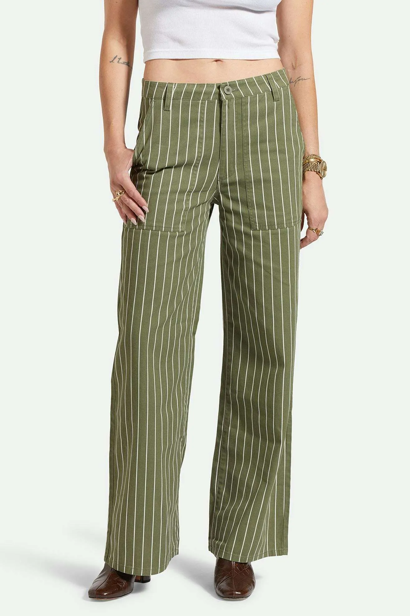 Chilly Layering Tear Resistant Fabric Vintage Military Lightweight Pant - Olive Surplus/Whitecap Pinstripe