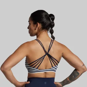 Halter neck seams Reinforced Stitching Vitality Sports Bra 2.0 (BP Navy Stripe)