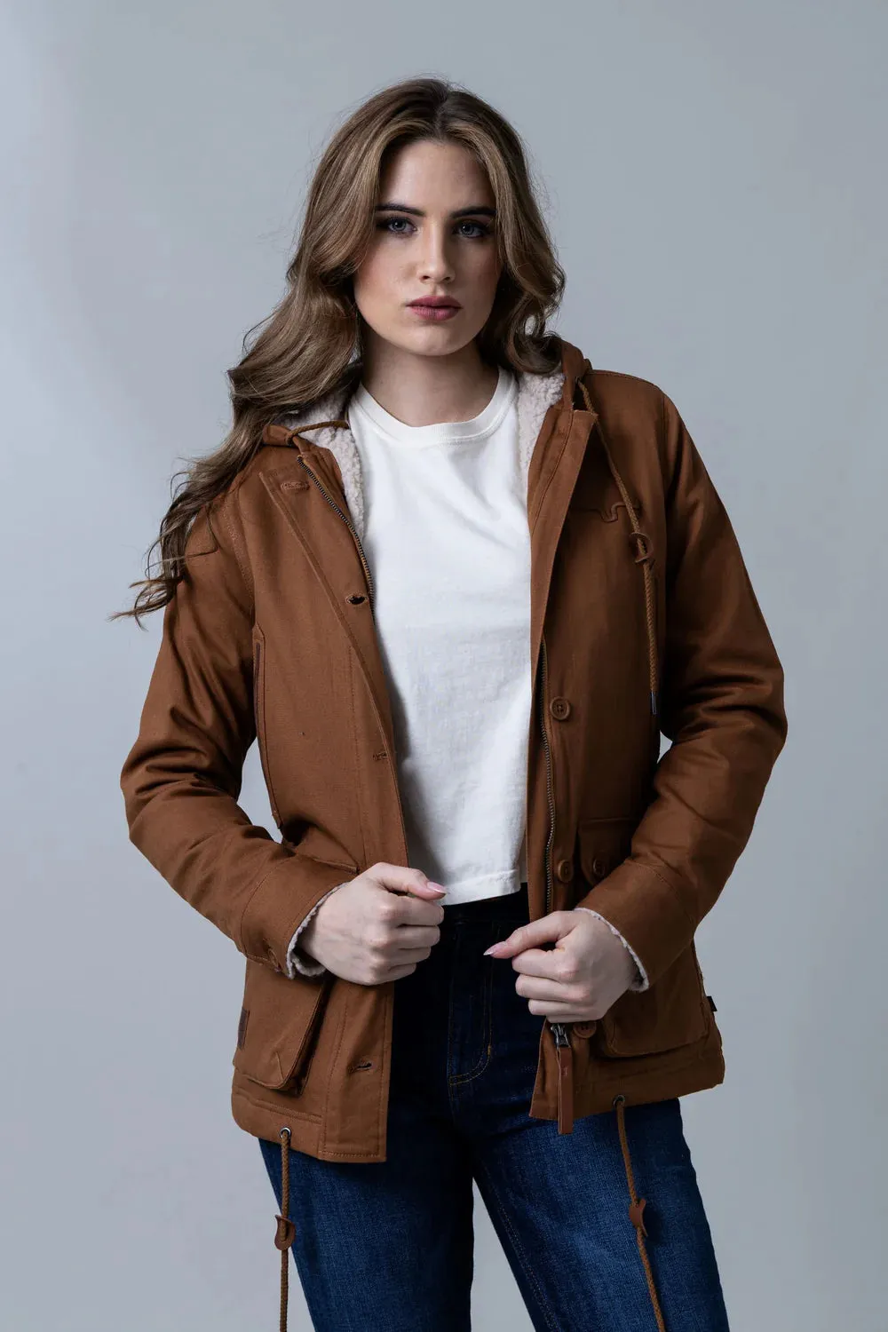 Layered Collar Design Simple Detail Kimes Ranch Women's AWA Jacket in Brown