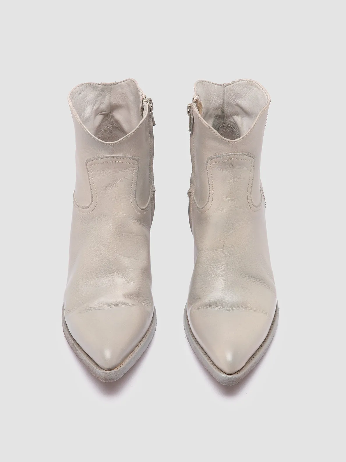 Sand Shade WANDA DD 103 - Off White Leather Zip Boots