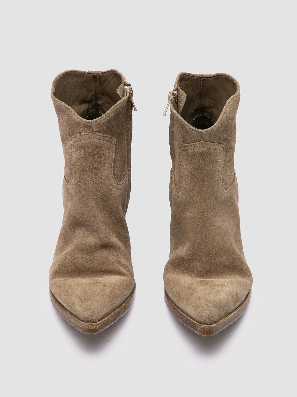 WANDA DD 103 - Taupe Suede Zip Boots Slip Resistant Urban Commute