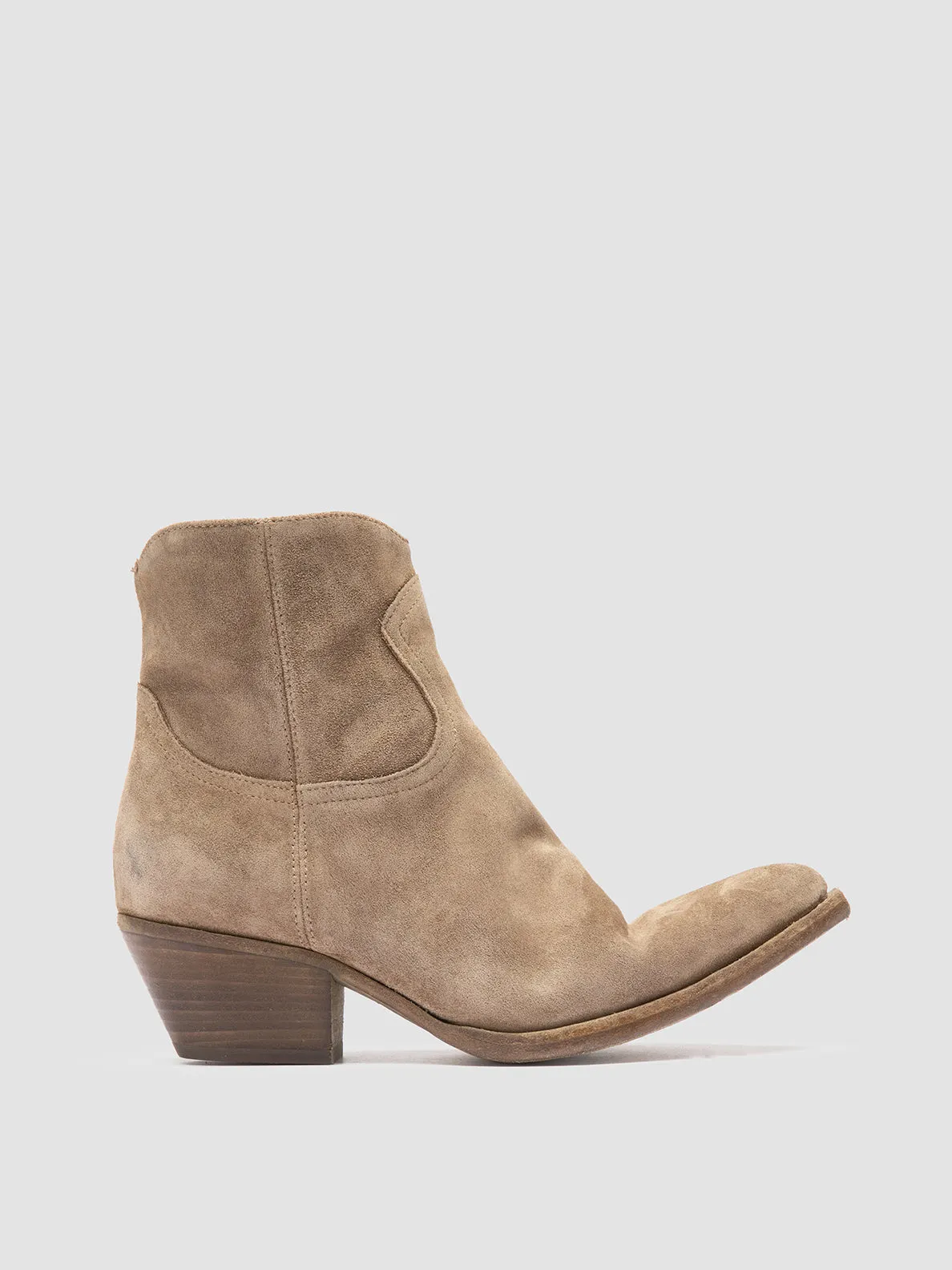 Padded collar WANDA DD 103 - Taupe Suede Zip Boots