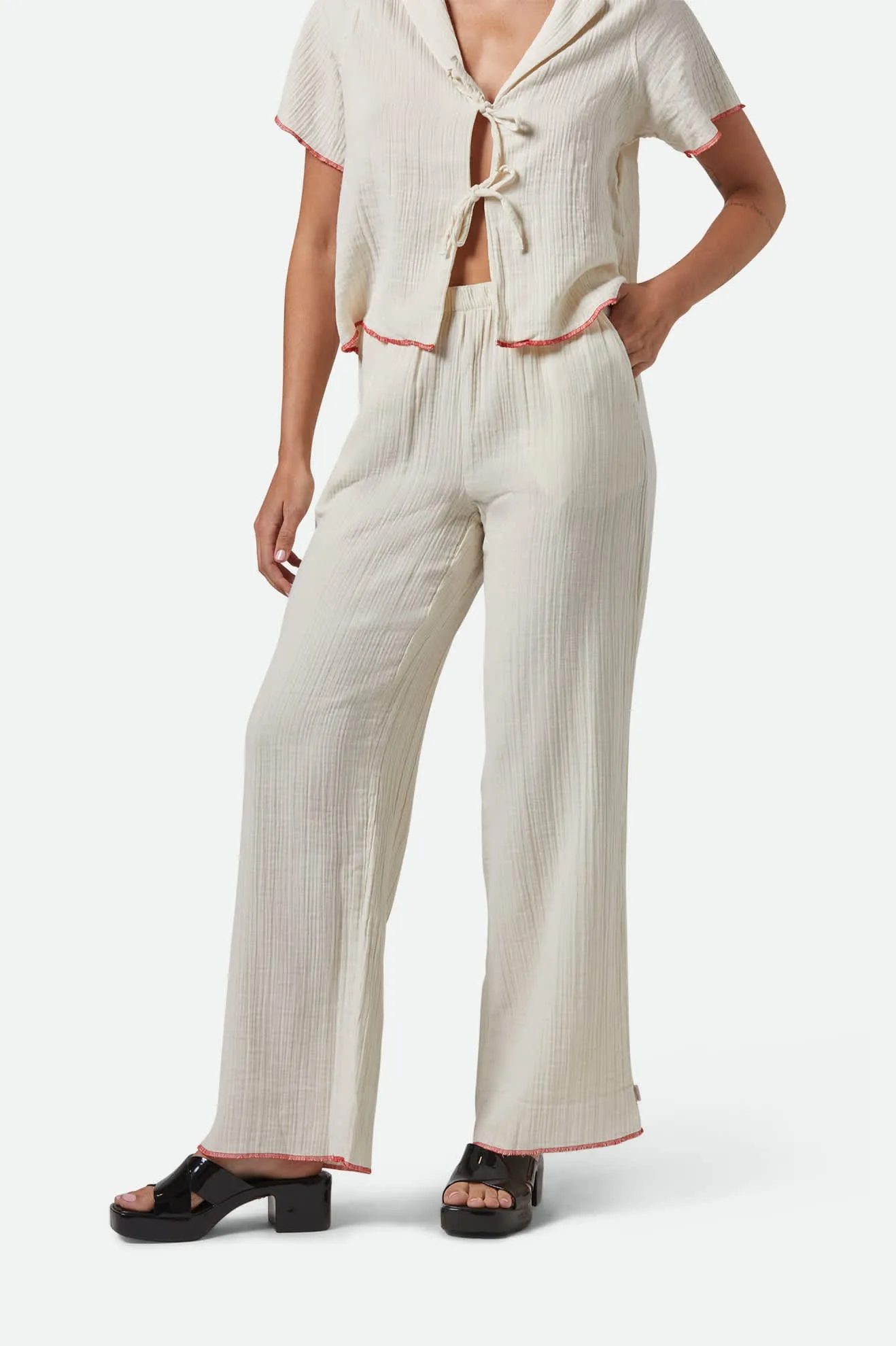 Wandering Hudson Lounge Pant - Off White Metallic accents