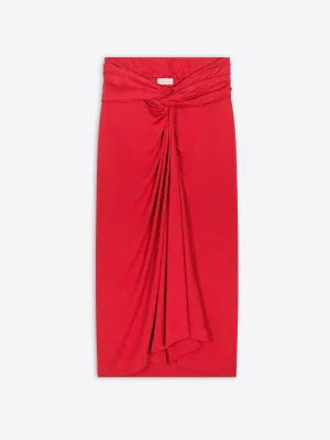 Linen Cotton Mix Foldable Packability Knotted jersey skirt