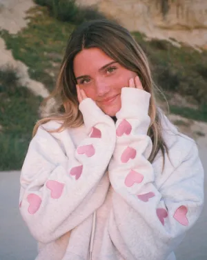 "Heart on My Sleeve" Oversized Lux Hoodie in Heather Gray Weekend Casual