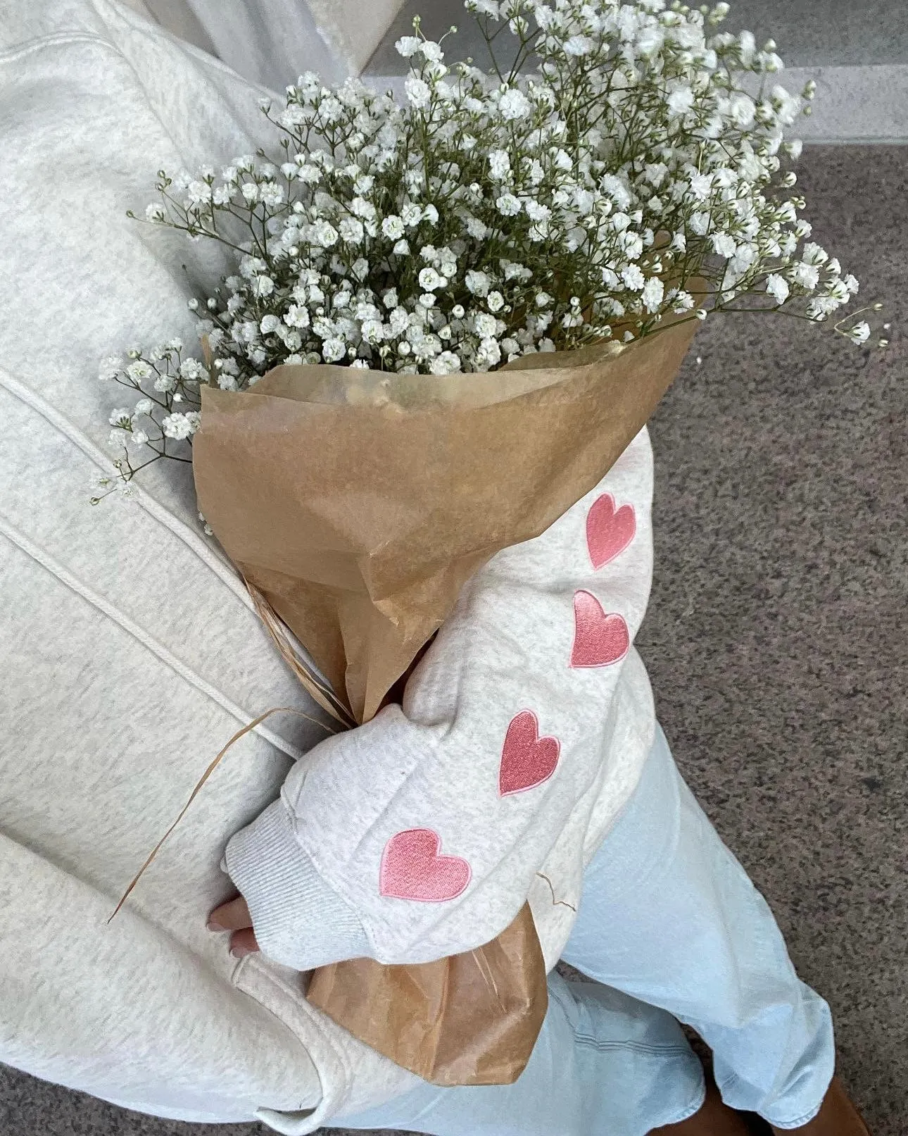 "Heart on My Sleeve" Oversized Lux Hoodie in Heather Gray Snug Fit