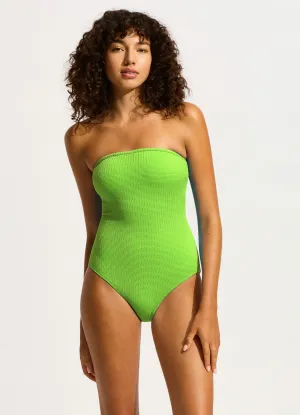Sea Dive Bandeau One Piece - Jasmine Green Tropical Adventure