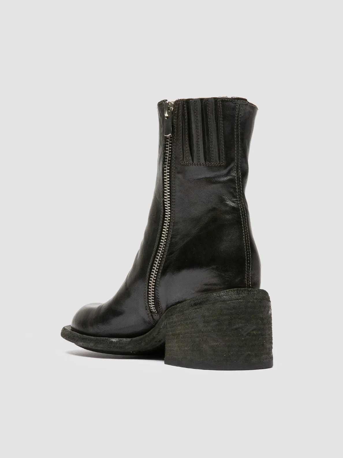 WILDS 004 - Green Leather Zipped Boots Grip Support