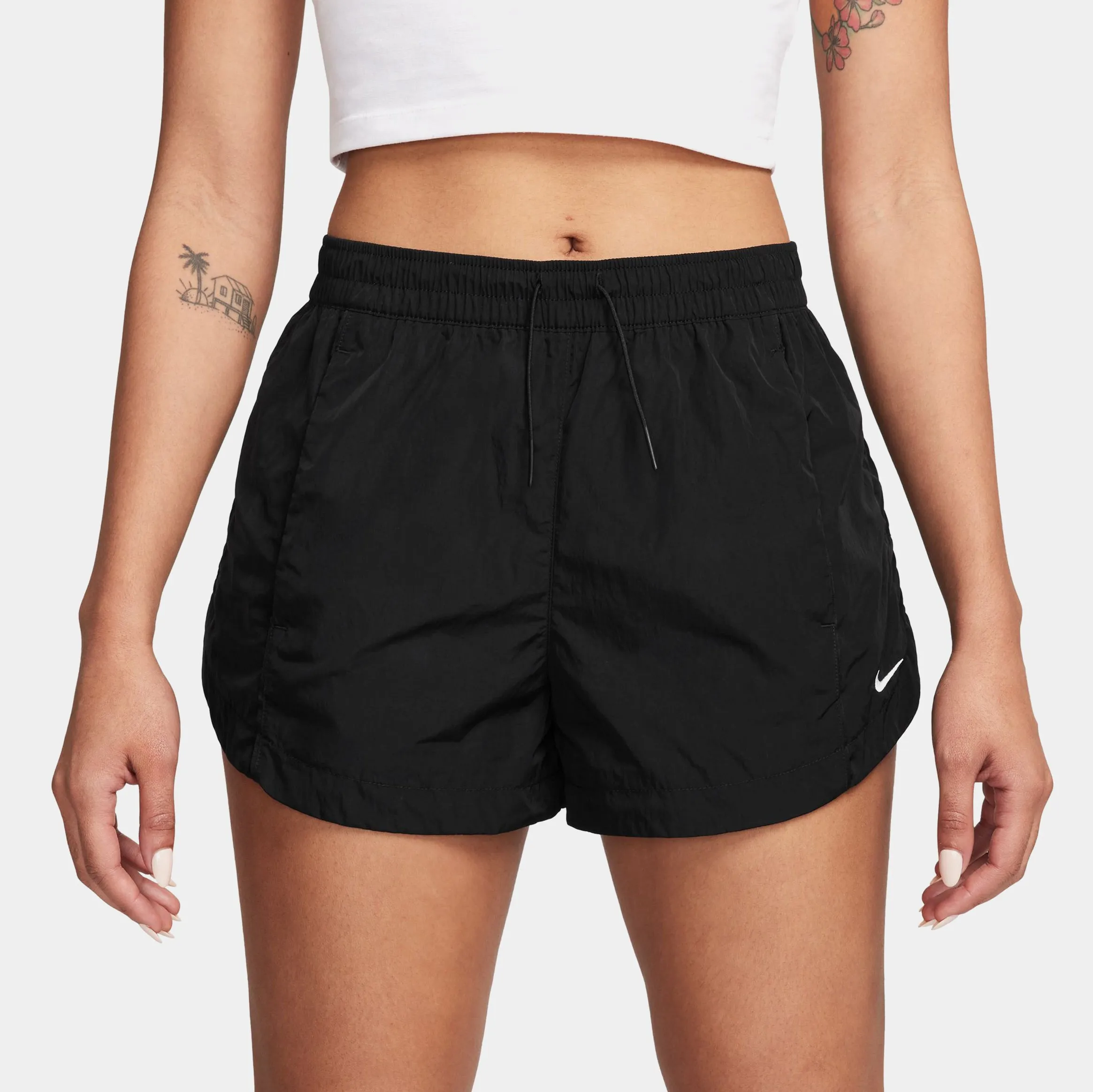 Windrunner Mid-Rise 2" Woven Womens Shorts (Black) Athletic Shorts Anti Cling Technology