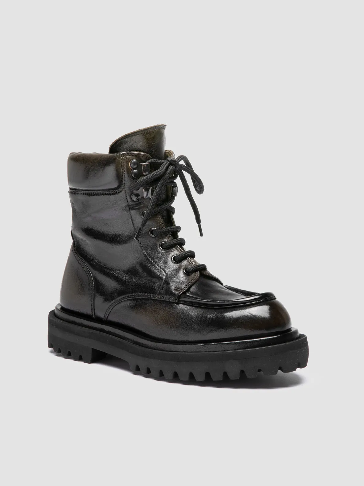 Free Spirit WISAL DD 126 - Dark Green Leather Lace-Up Boots