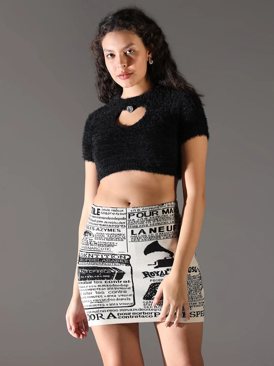 Women's Black Fringed Crop Top in demand
