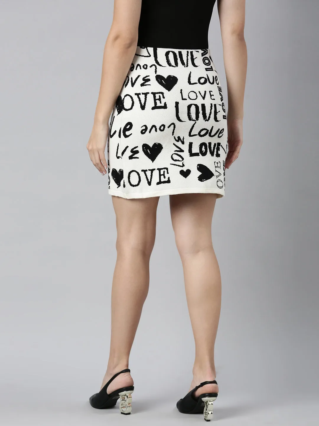 Red Carpet Look Women's Black Printed Pencil Mini Skirt