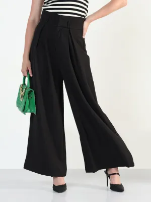 Outdoor Adventure Women's Black Relaxed Fit Wide Leg Trousers