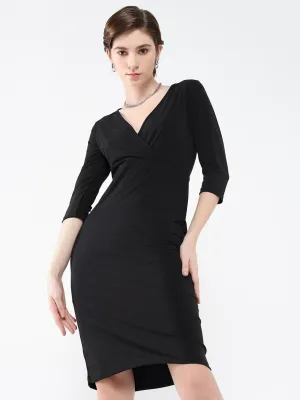 Comfortable Cut Women's Black Solid Bodycon Dress