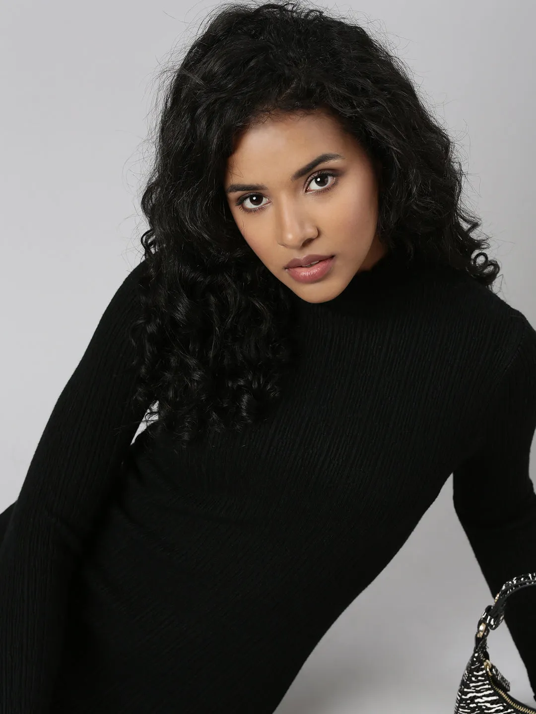 Versatile sundress MultiPurposePockets Women's Black Solid Bodycon Dress