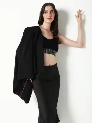 Stretchable Armholes Essential Piece Women's Black Studded Bralette Crop Top