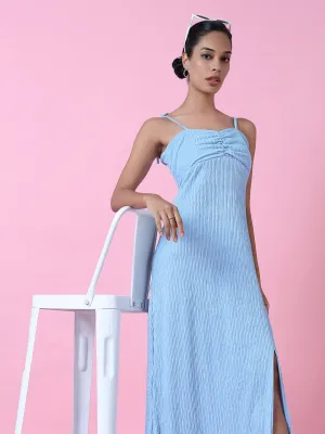 Lightweight-Comfort Art Event Women's Blue Solid Maxi Dress