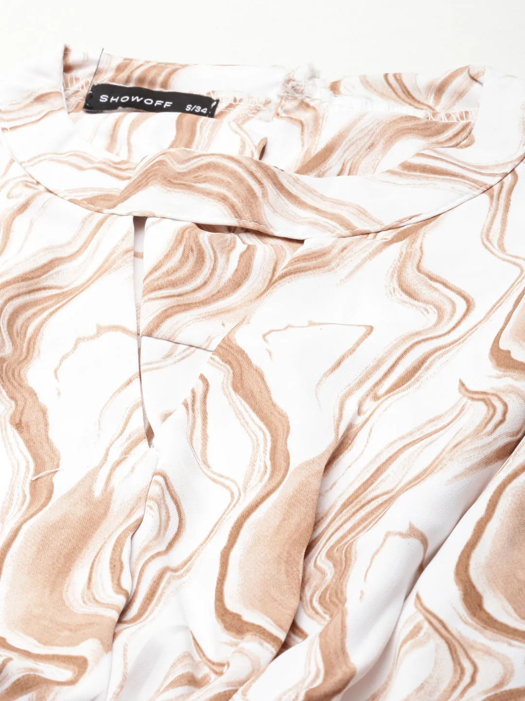 Trendy Casual Wear Women's Brown Animal Print Crepe Cinched Waist Top