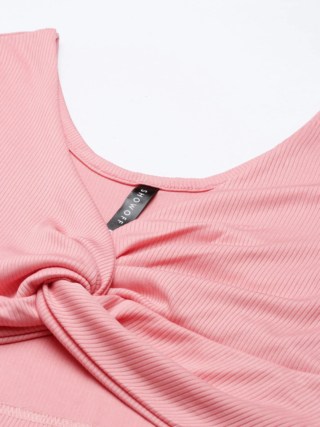 Women's Coral V-Neck Twisted Crop Top Seasonal Outfit tall size