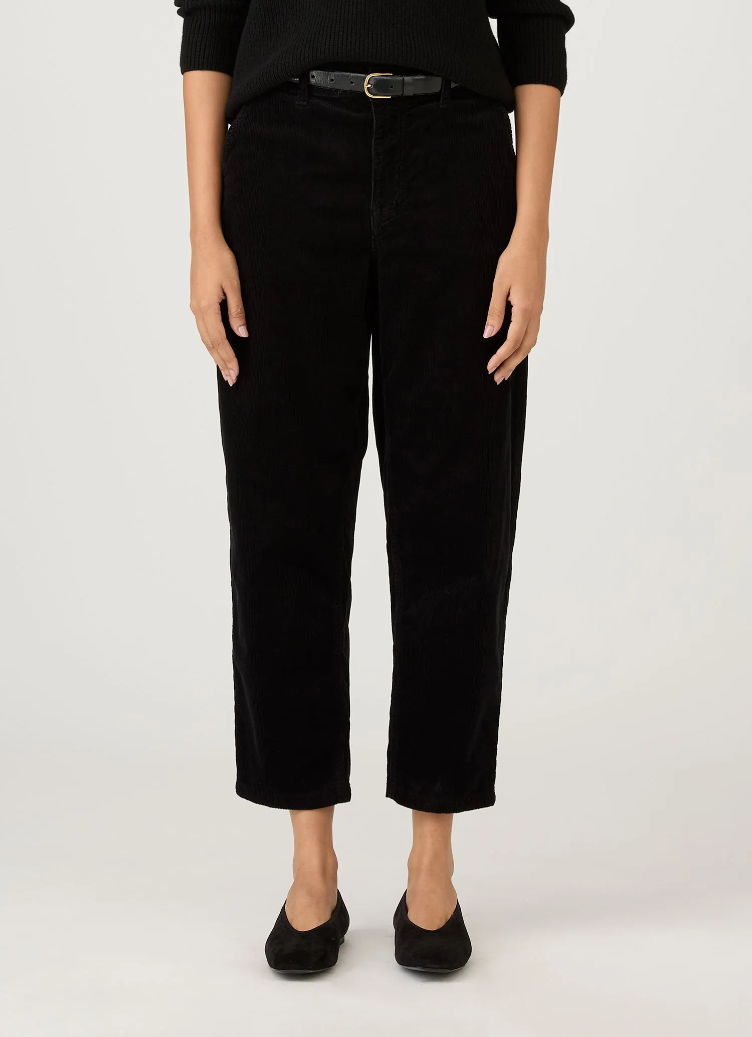 Women's Corduroy Trouser in Black Quick Conversion Hem
