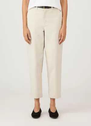 Eco Friendly Material Women's Cotton Tapered Trouser in Chalk