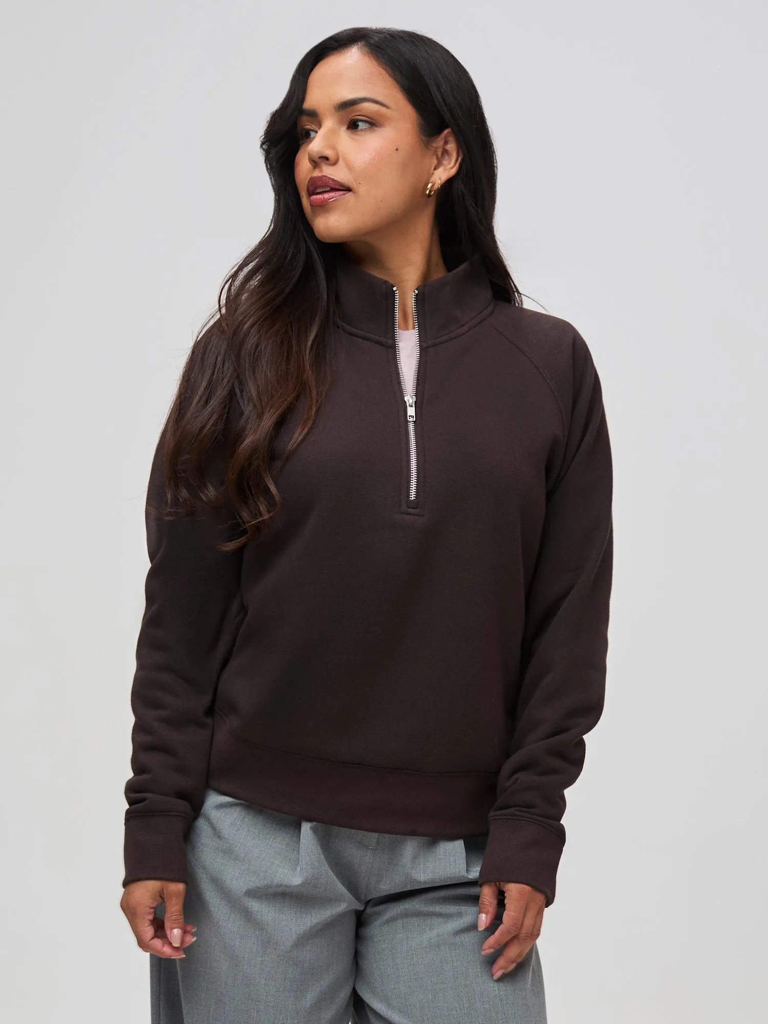 Women's Espresso Half Zip product shiny sparkle Layer Relaxed