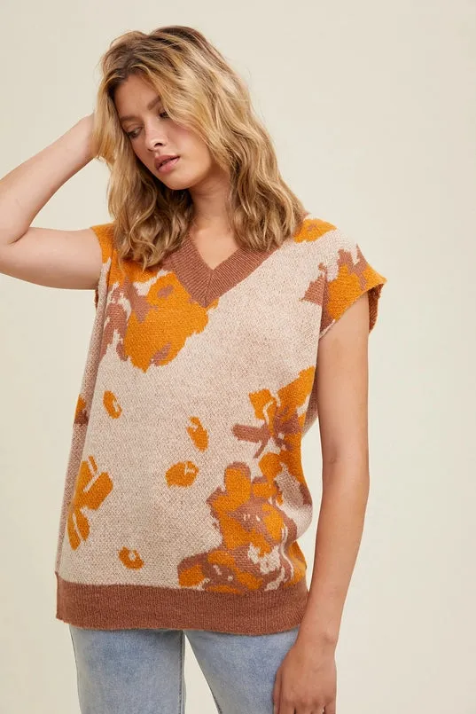 Women's Floral Watercolor Jacquard Sweater Vest in Taupe Clay Fabric Softener Compatibility Chart