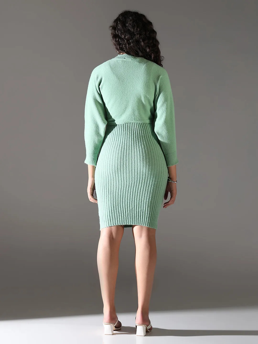 BreathableLining Women's Green Round Neck Bodycon Dress
