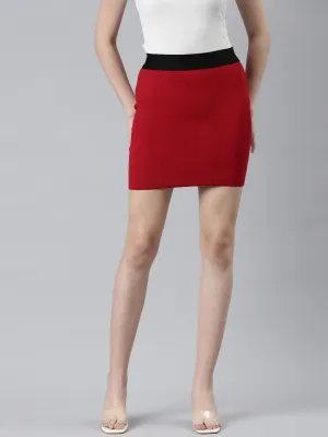 Lightwear Look Women's Maroon Mini Pencil Skirt