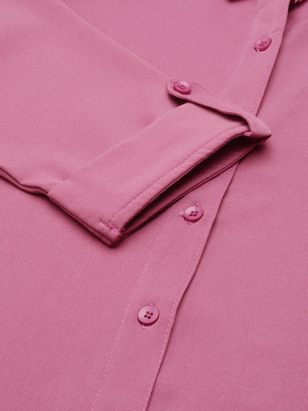 Business casual Women's Mauve Belted Georgette Shirt Style Midi Dress