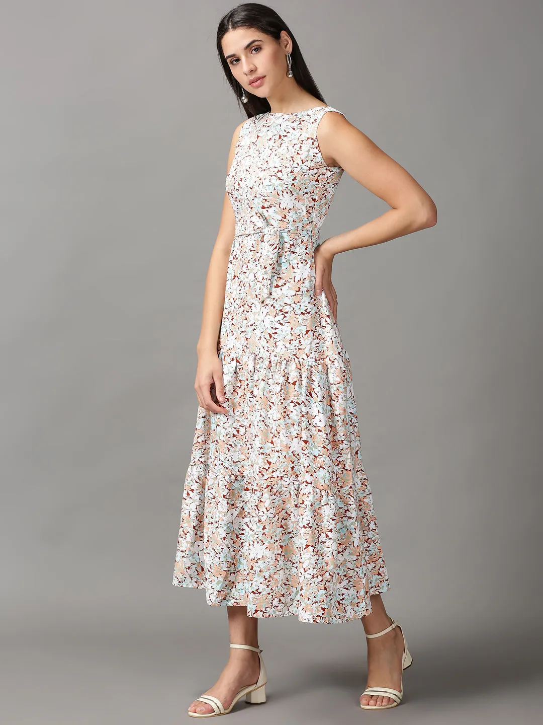 Bold Cut Women's Multi Floral Fit & Flare Midi Dress