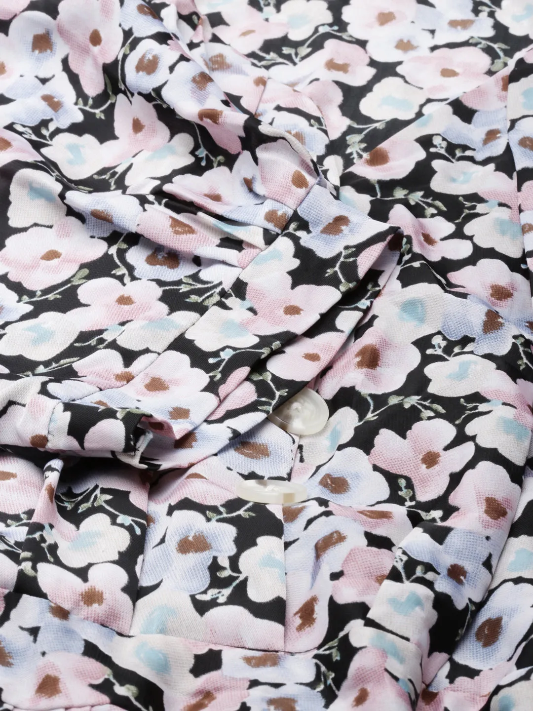 Women's Multi Floral Printed Puff Sleeve Fit & Flare Midi Dress Flexible Fit Vibe Choice