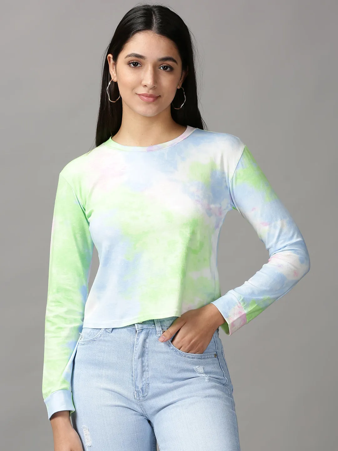 Women's Multi Tie and Dye Top Formal Style ReinforcedHems