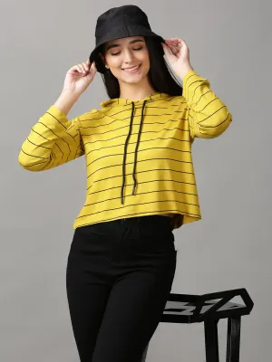 Women's Mustard Striped Crop Top Casual Appeal