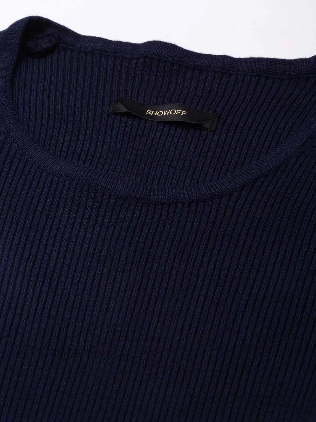 Polished Edge Brunch Tone Women's Navy Blue Bodycon Mini Dress