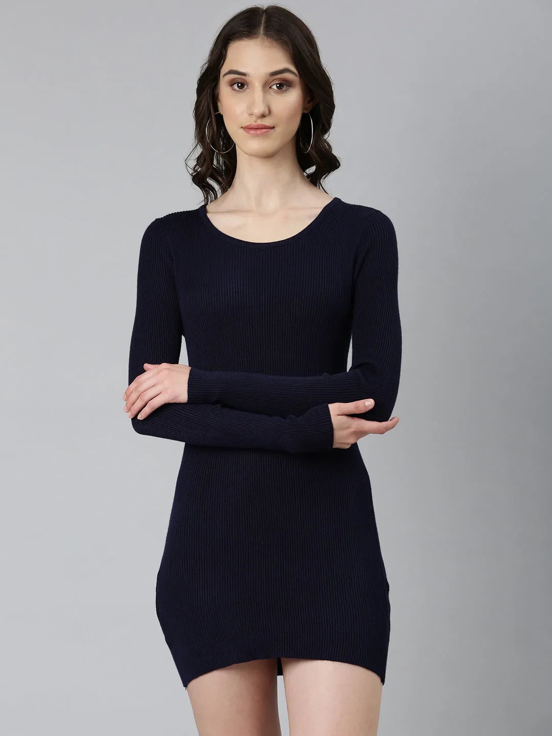 Calm Movement Smart Comfort Women's Navy Blue Bodycon Mini Dress