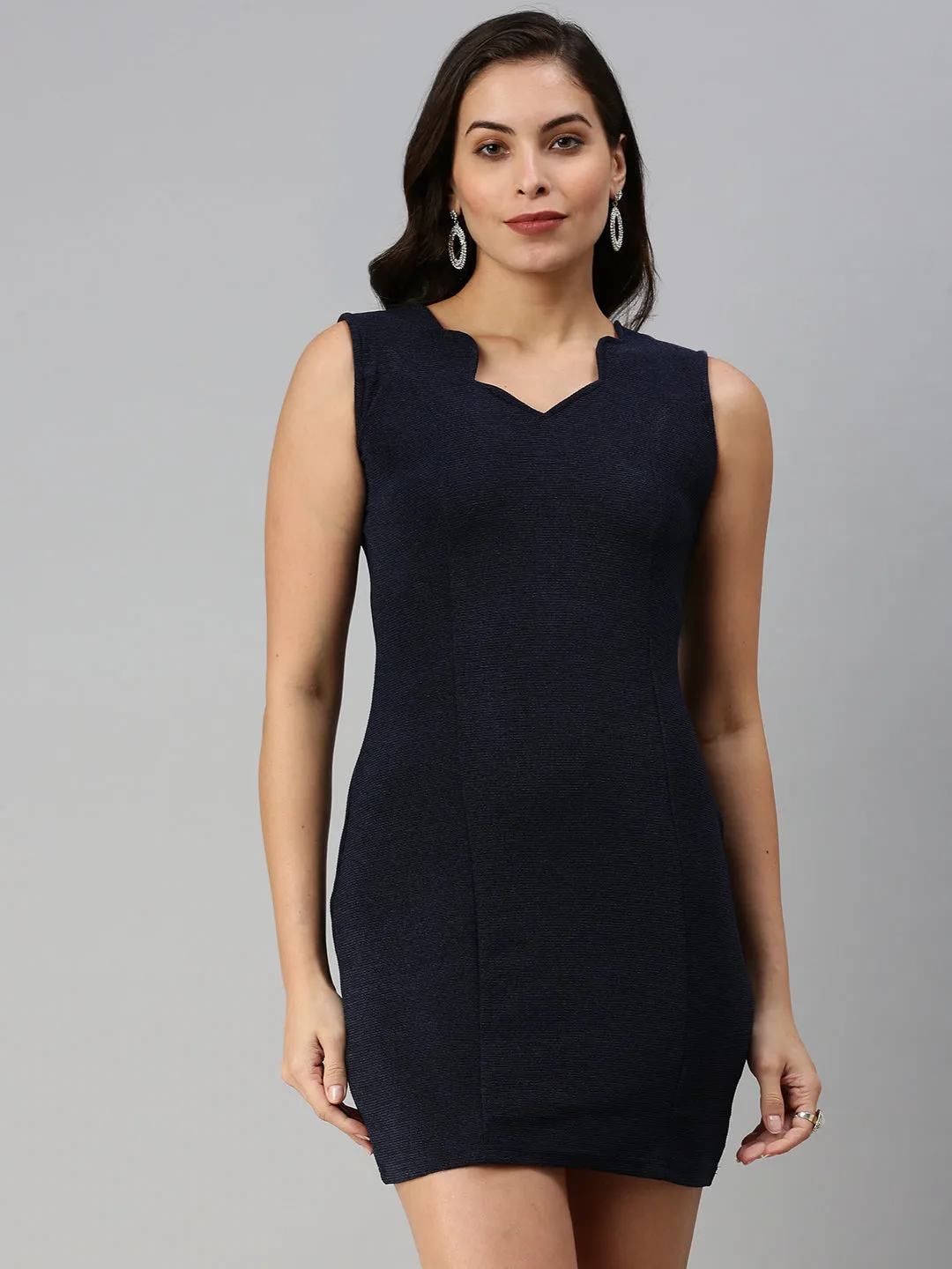 Smooth Finish Women's Navy Blue Scuba Bodycon Dress