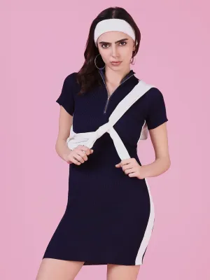 Urban Classic SeamlessConstruction Women's Navy Blue Solid Bodycon Dress