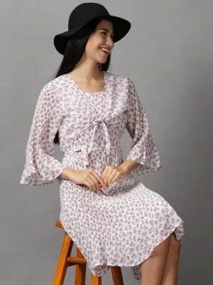 Women's Off White Floral Fit & Flare Dress Simple Spirit