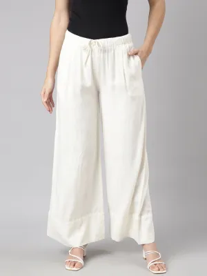 Eco Friendly Dye Women's Off White Wide Leg Palazzos