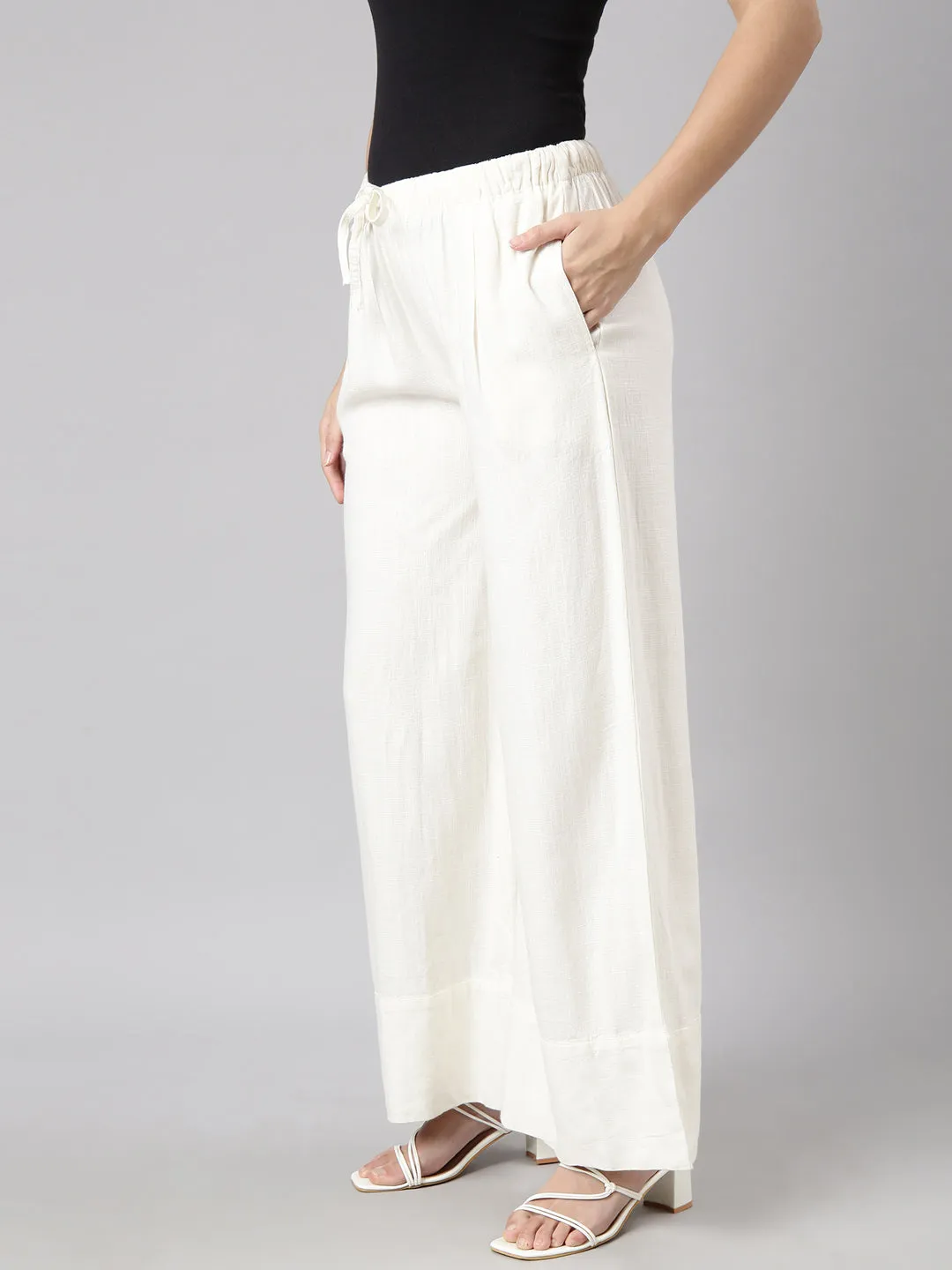 Women's Off White Wide Leg Palazzos Flex Foam Inserts