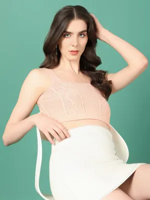 Women's Peach Crochet Bralette Crop Top Anti Odor Technology Chill Design