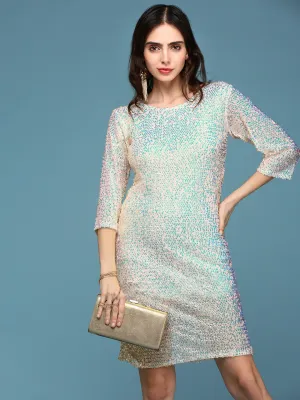 Women's Peach Embellished Bodycon Dress Sophisticated Touch