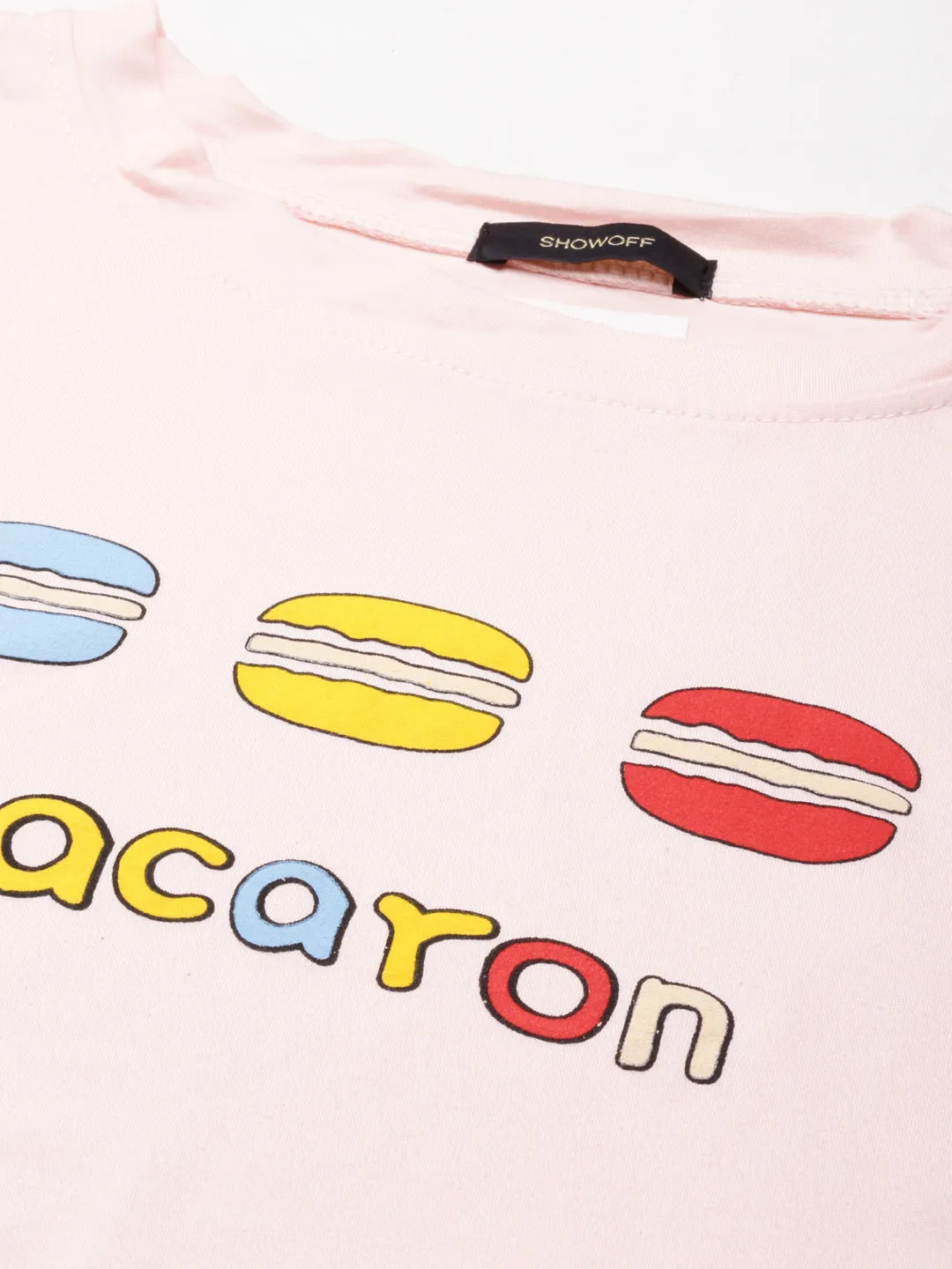 Women's Peach Typography Printed Cotton Crop Top Effortless Comfort Design