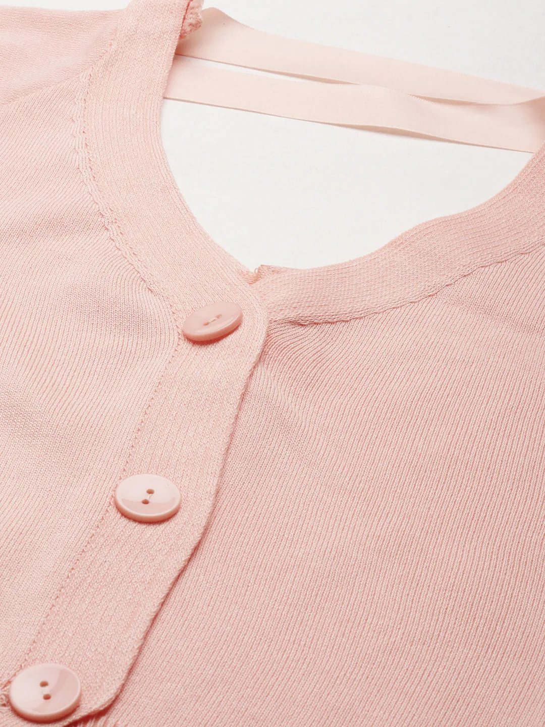 fade resistant color Women's Peach V-Neck Ribbed Crop Top