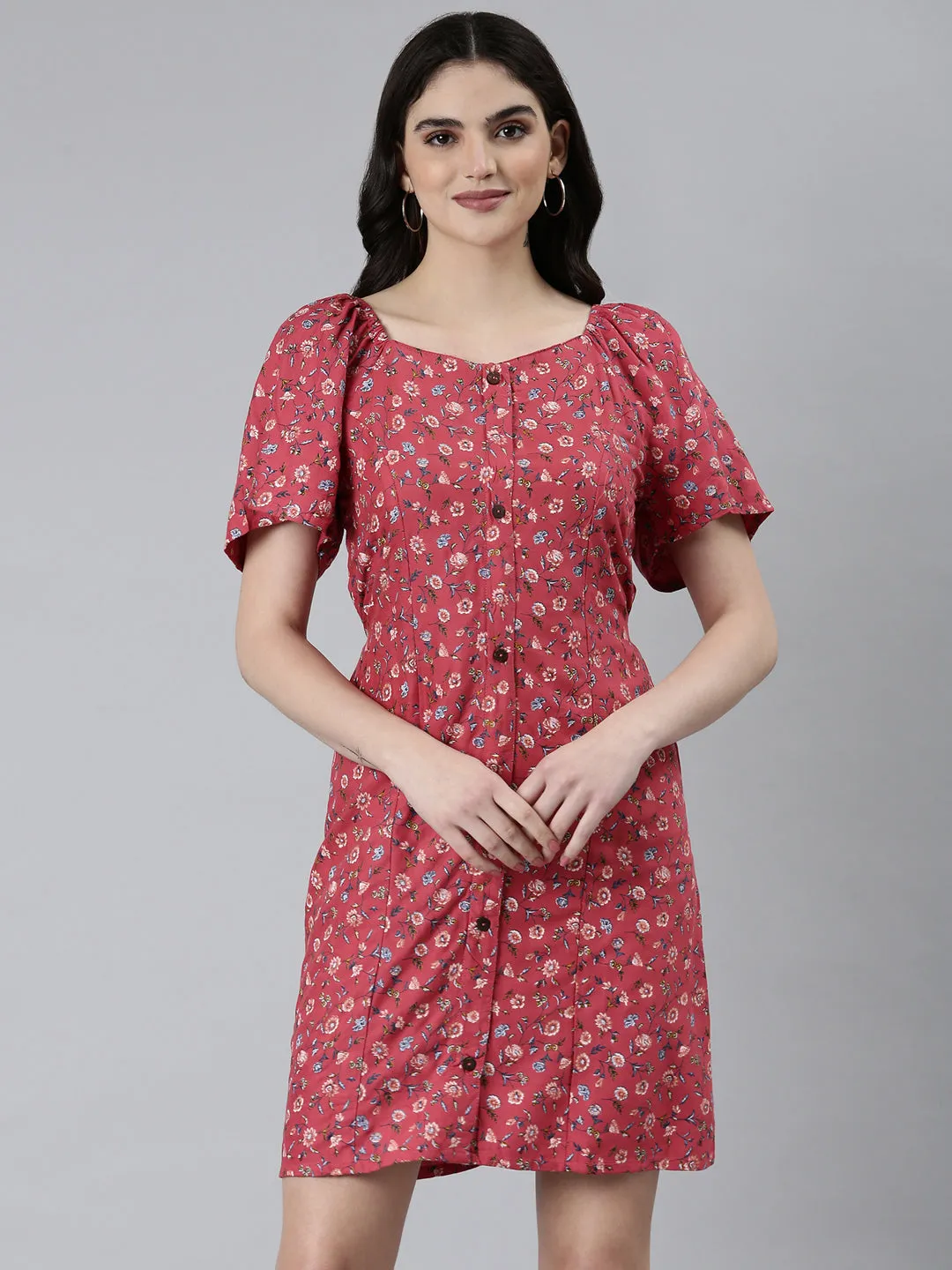 Delicate Edge Red Carpet Women's Pink Floral Fit and Flare Dress