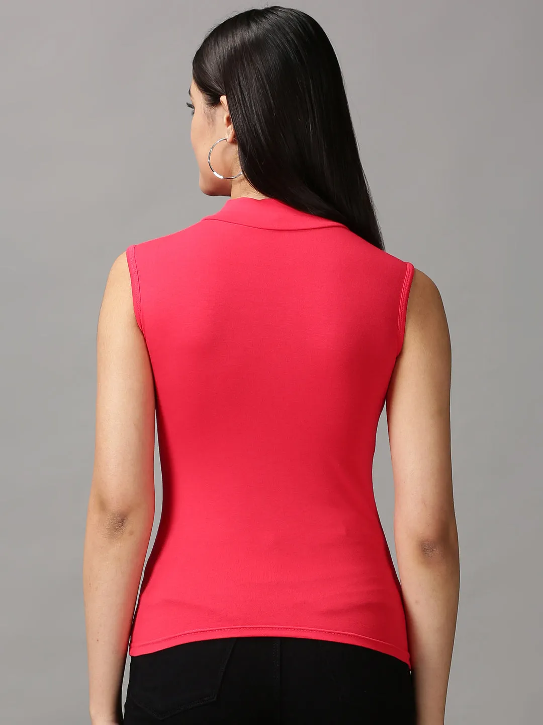 Everyday Fashion Women's Red Sleeveless High Neck Top