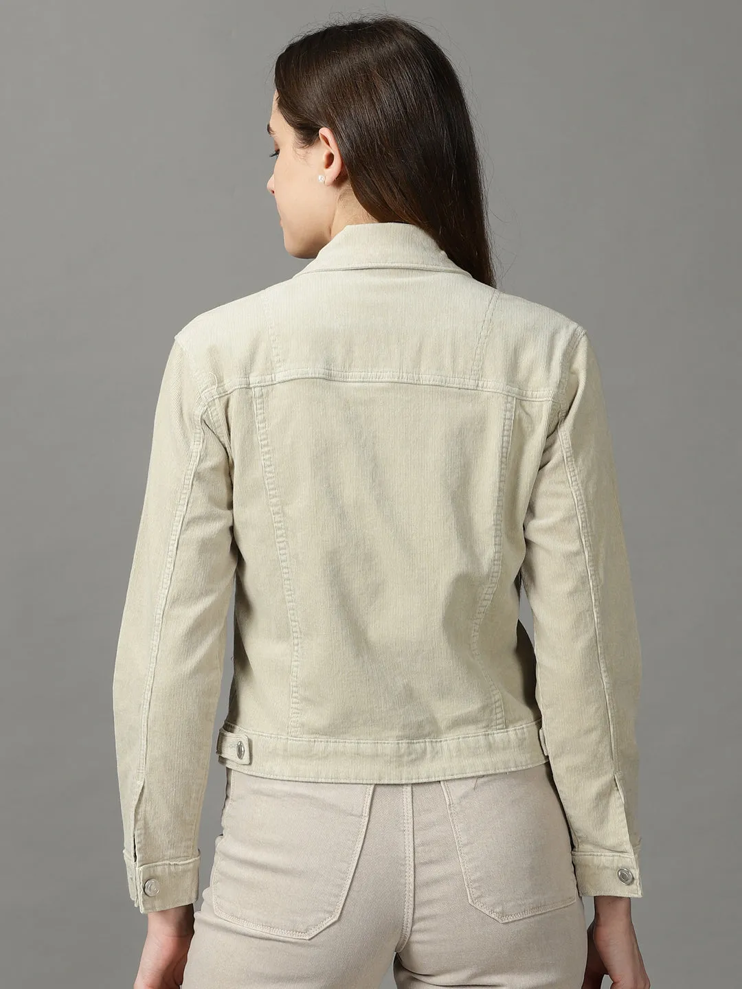 Women's Sea Green Corduroy Crop Denim Jacket Rugged Outdoor Optimized