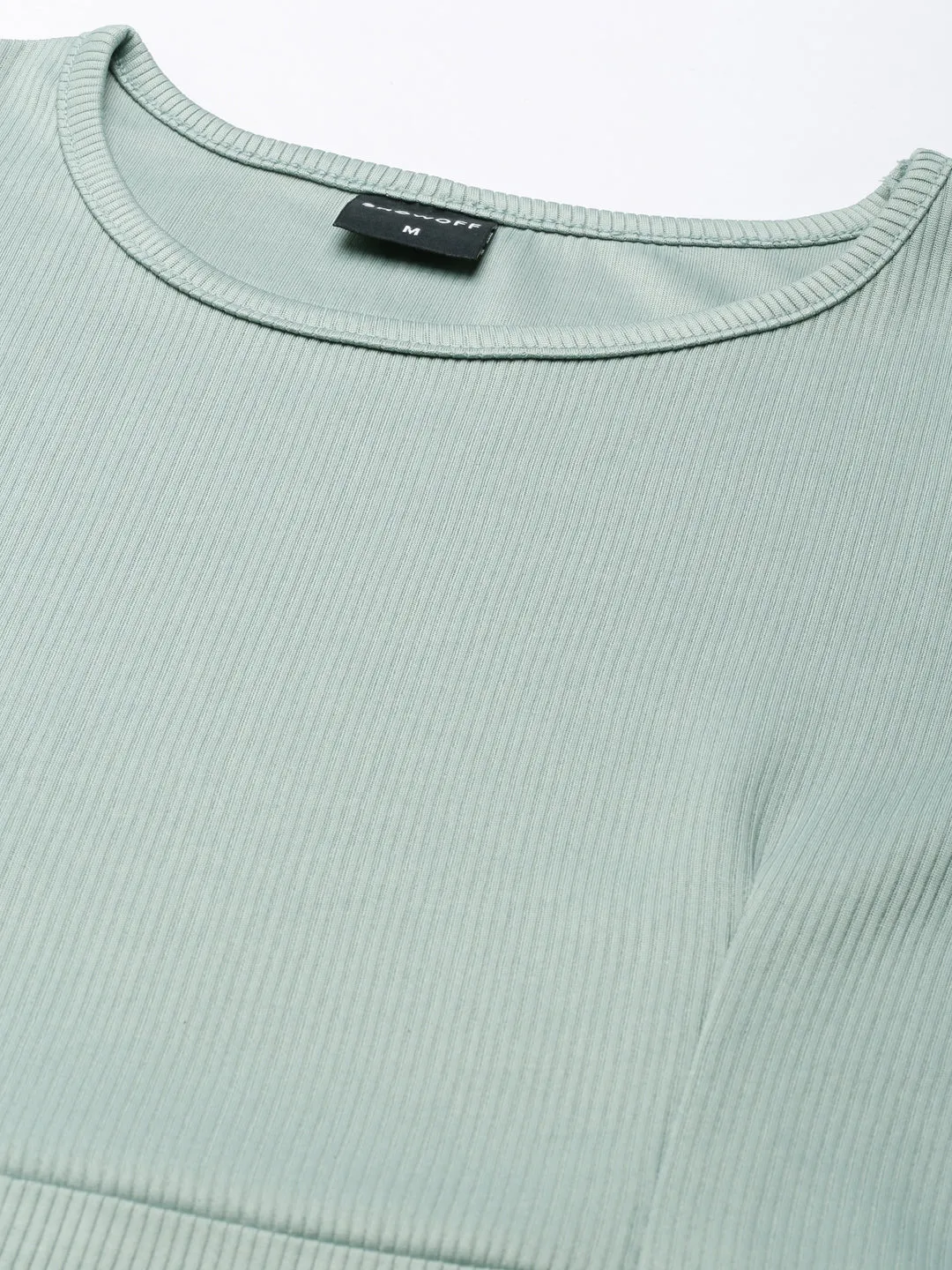 Women's Sea Green Ribbed Sheath Dress Water-Repellent-Finish