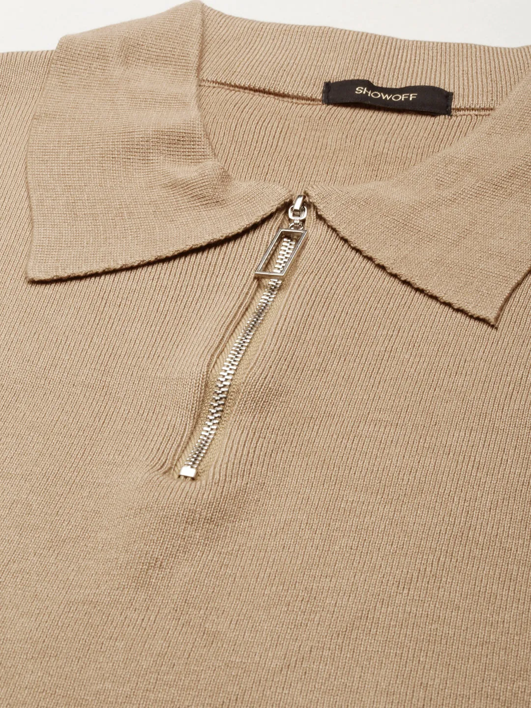 Athletic Comfort Wear Fashion Essential Women's Tan Shirt Collar Sleeveless Cotton Fitted Crop Top